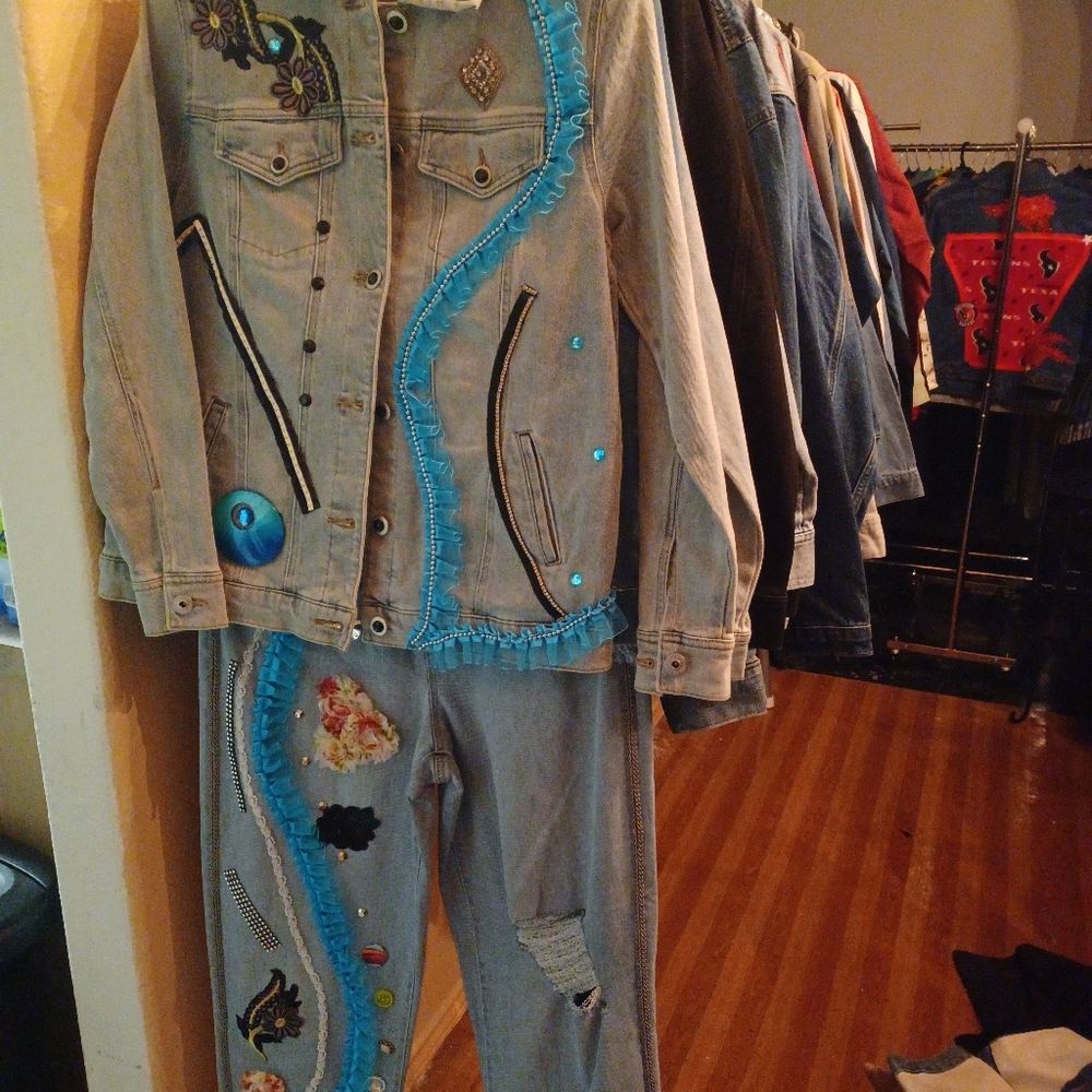 Handcrafted Denim jacket and jeans to match, all sizes